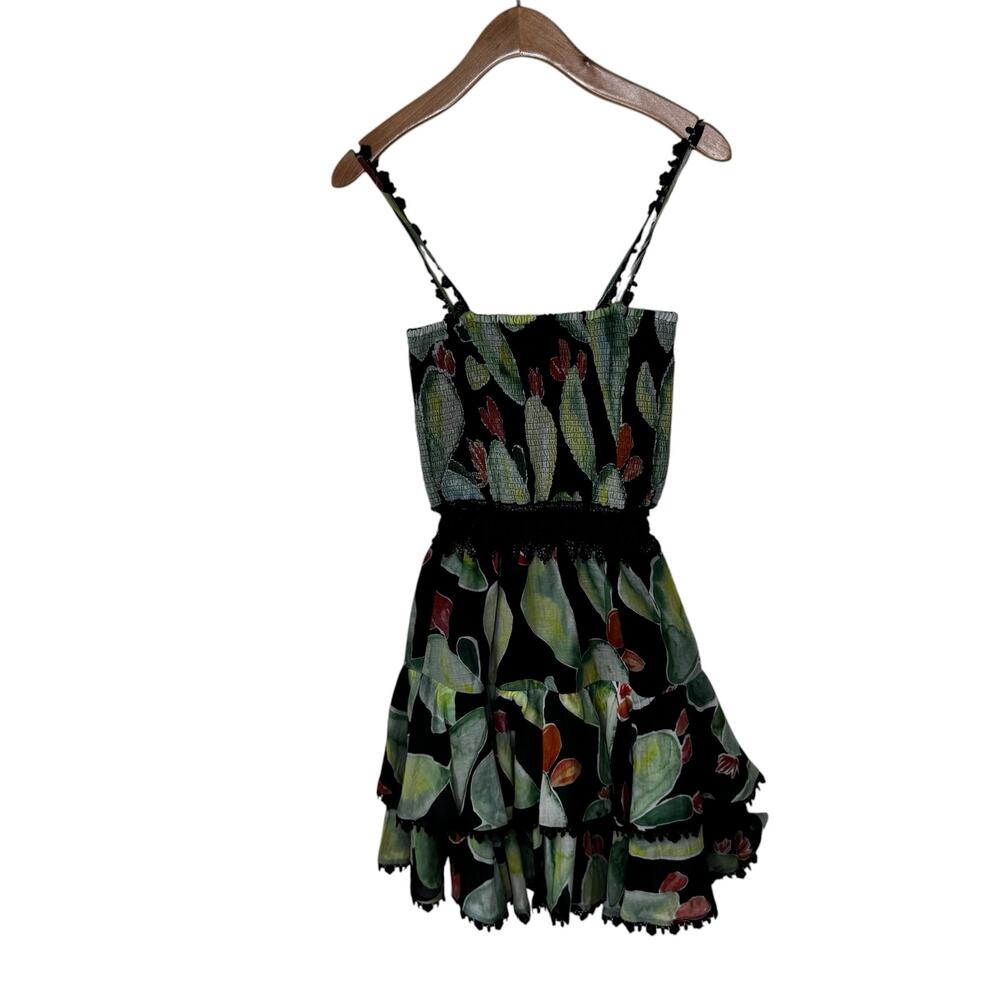Charo Ruiz Ibiza Alicante Short Dress Black Floral Print Ruffle Hem Size XS NWT